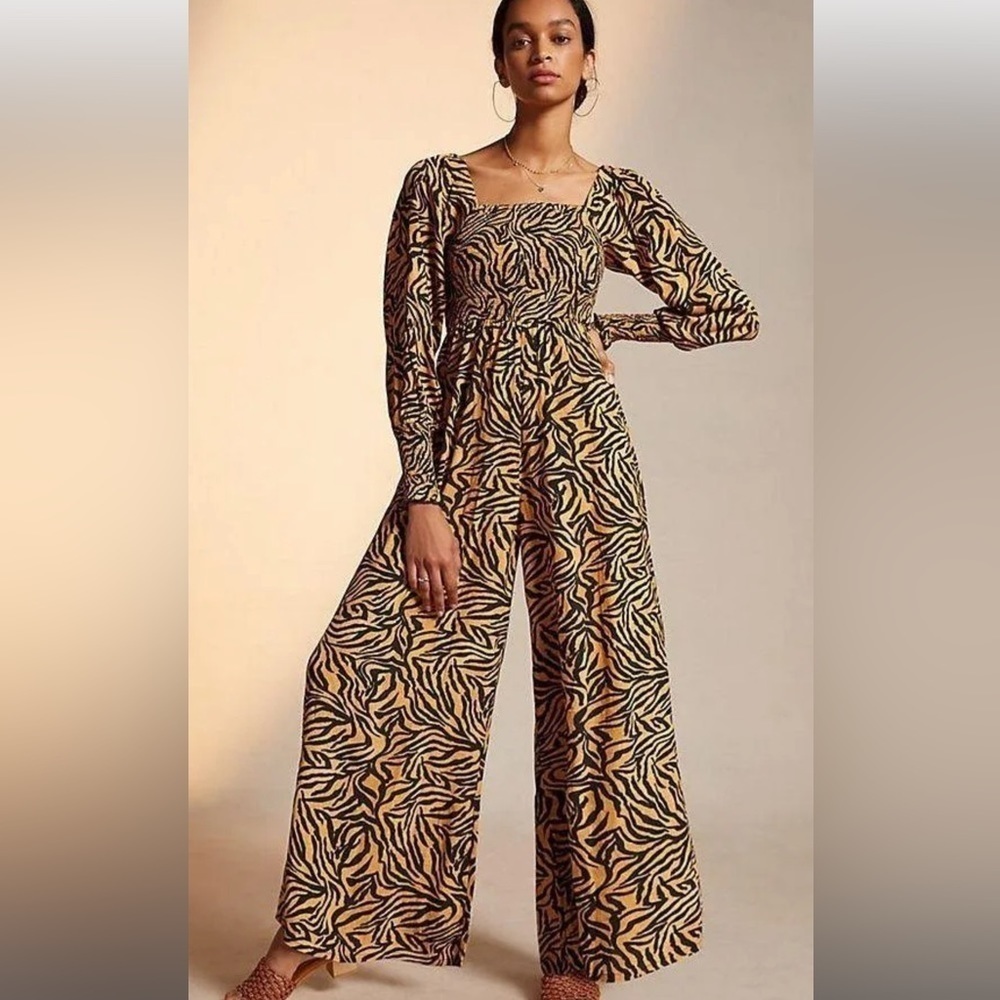 Anthropologie X Kachel Tiger-Striped Jumpsuit 4 NWT